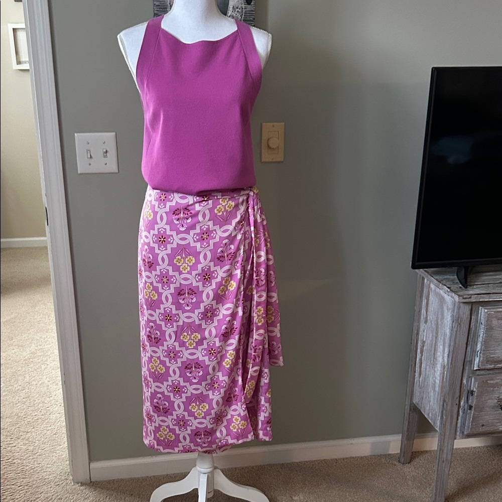 Ann Taylor Pink and Yellow Floral skirt and sweater